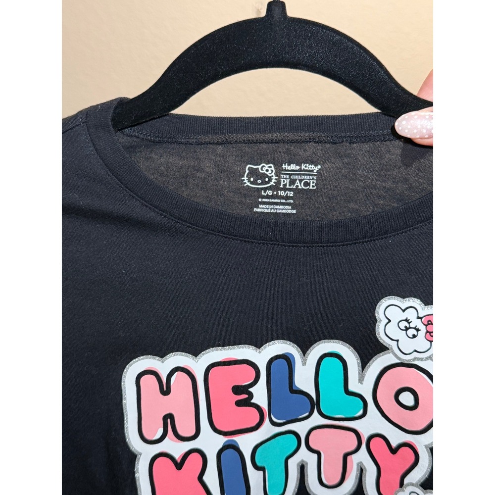 The Children's Place Kids Hello Kitty Graphic Long Sleeve Tee Black Size 10/12 - Picture 3 of 3